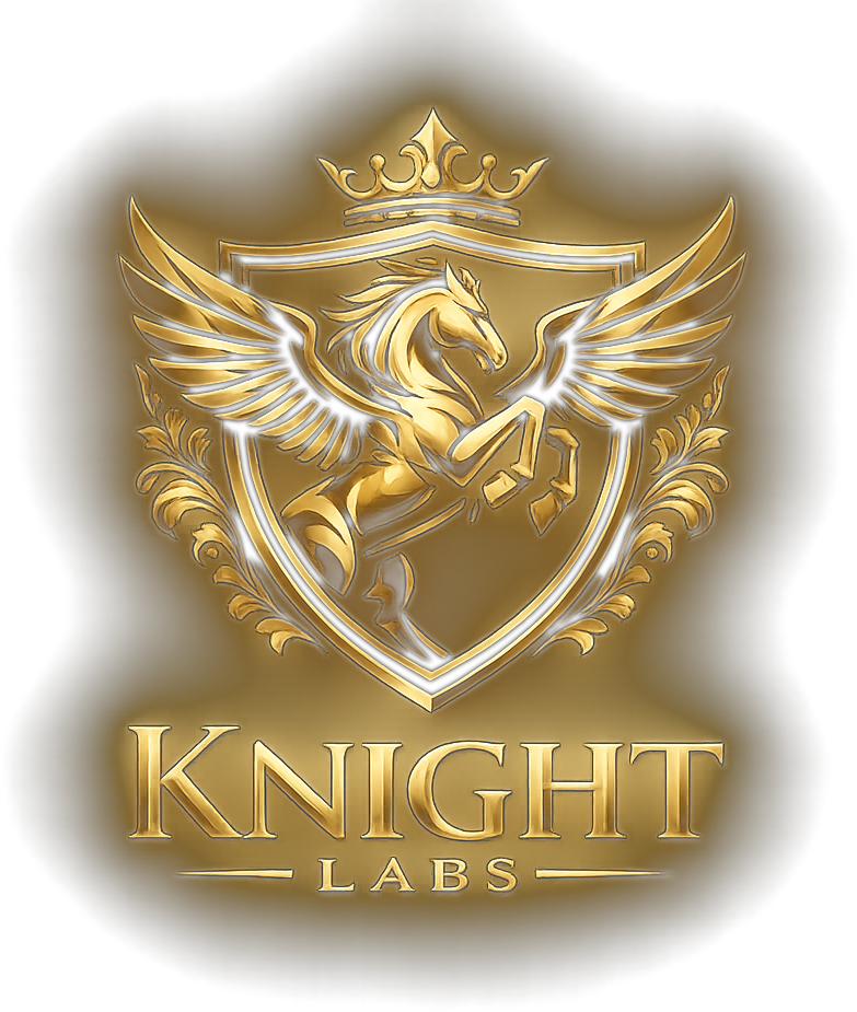 Knight Labs black and gold Pegasus crest logo